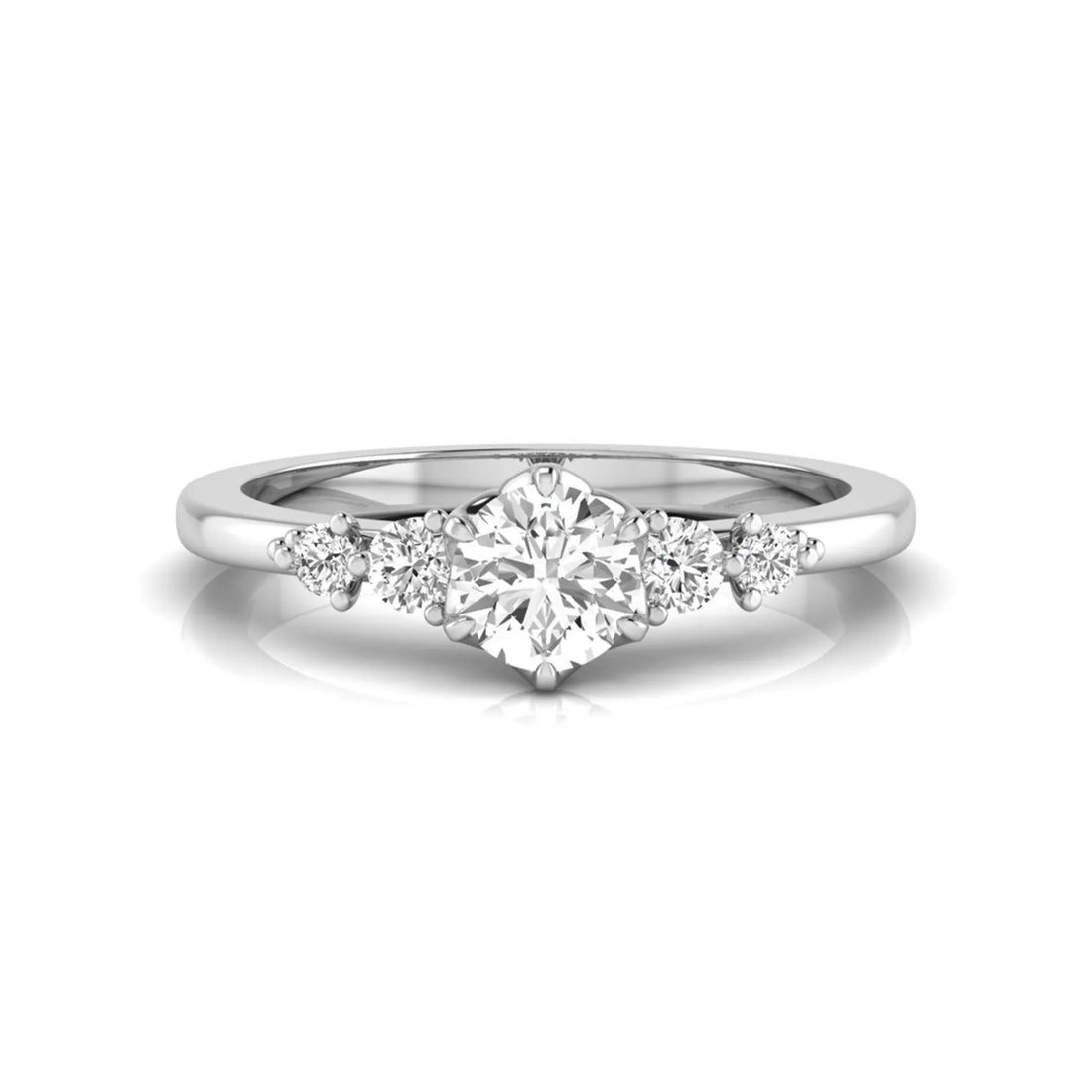 OctaPearl Round Accent Lab Grown Diamond Engagement Ring