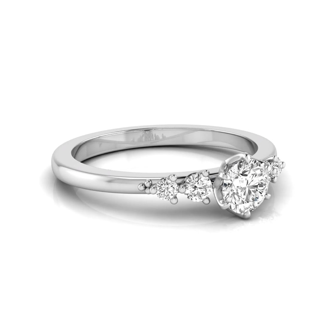 OctaPearl Round Accent Lab Grown Diamond Engagement Ring