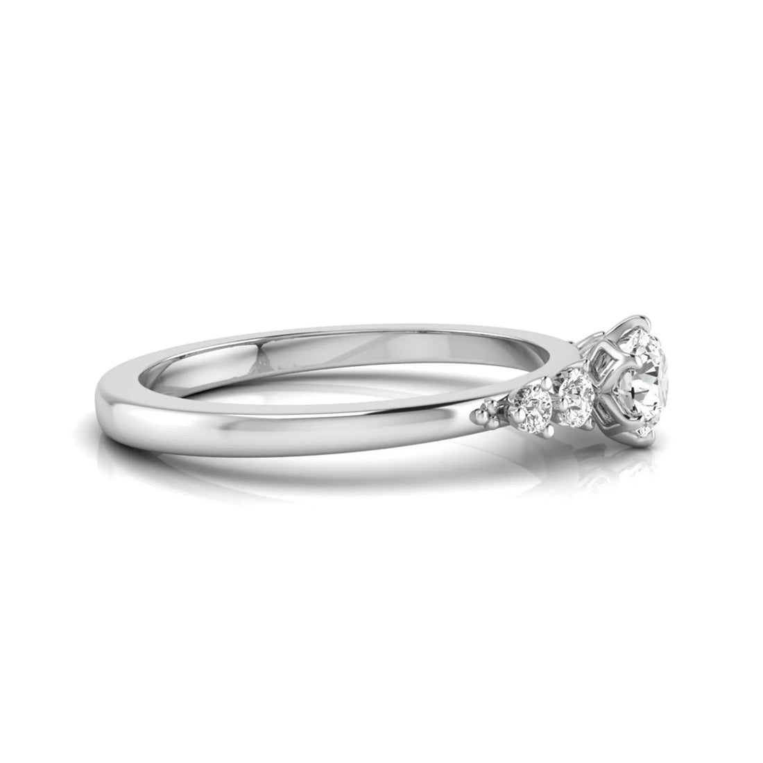 OctaPearl Round Accent Lab Grown Diamond Engagement Ring
