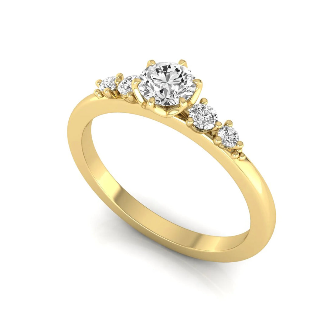 OctaPearl Round Accent Lab Grown Diamond Engagement Ring