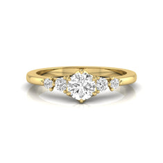 OctaPearl Round Accent Lab Grown Diamond Engagement Ring