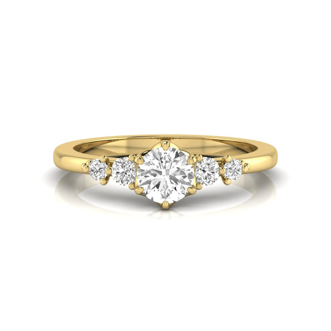 OctaPearl Round Accent Lab Grown Diamond Engagement Ring