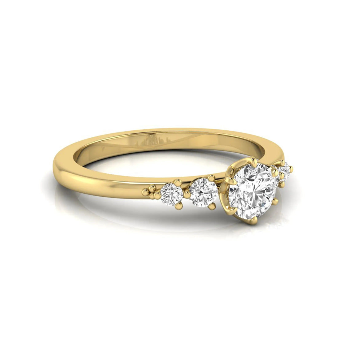 OctaPearl Round Accent Lab Grown Diamond Engagement Ring