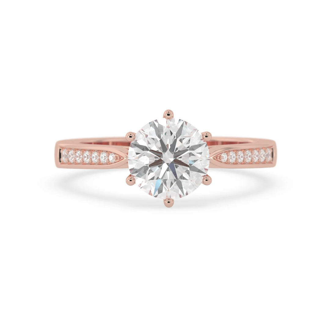 OctaPearl 2 ct Round Lab Grown Diamond Pave Engagement Ring