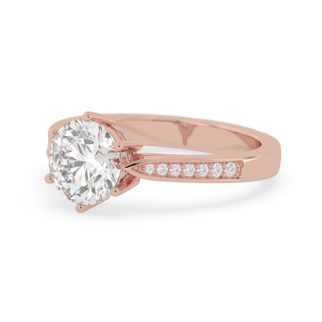 OctaPearl 2 ct Round Lab Grown Diamond Pave Engagement Ring