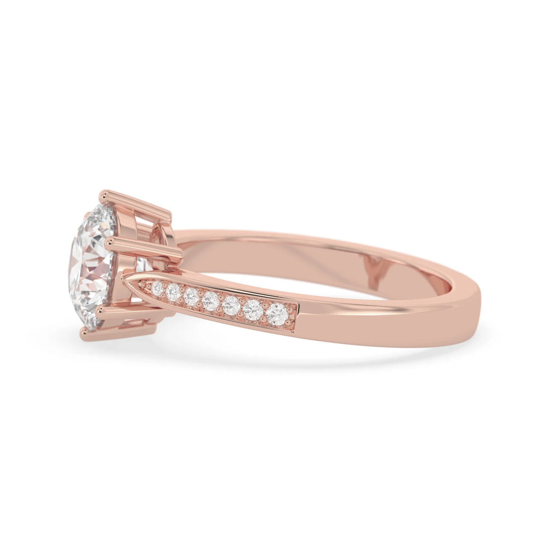 OctaPearl 2 ct Round Lab Grown Diamond Pave Engagement Ring