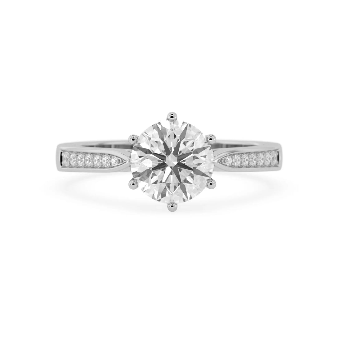 OctaPearl 2 ct Round Lab Grown Diamond Pave Engagement Ring