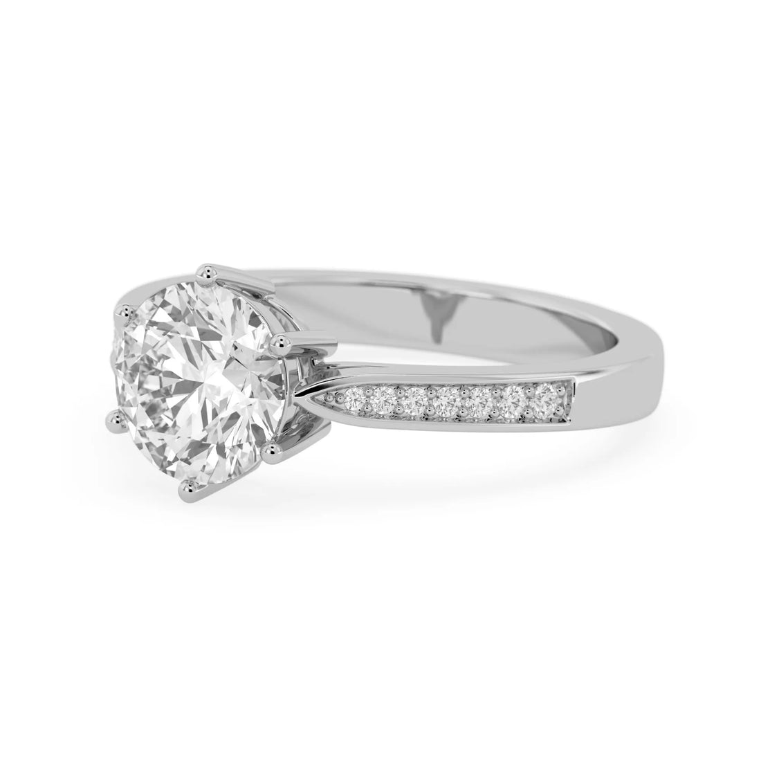 OctaPearl 2 ct Round Lab Grown Diamond Pave Engagement Ring
