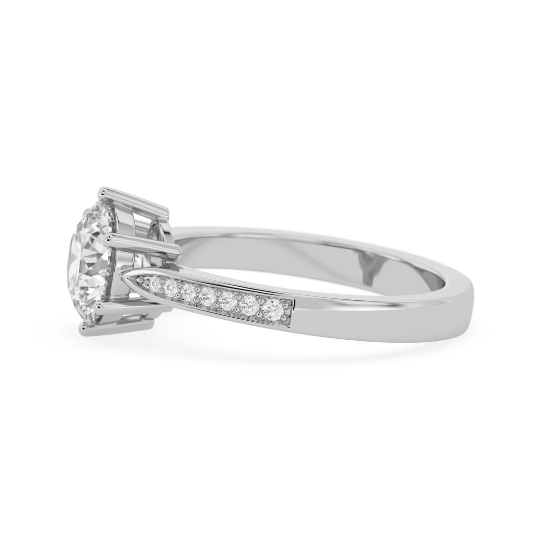 OctaPearl 2 ct Round Lab Grown Diamond Pave Engagement Ring
