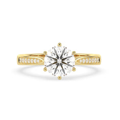 OctaPearl 2 ct Round Lab Grown Diamond Pave Engagement Ring