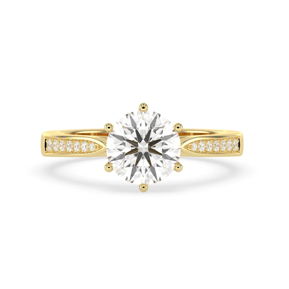 OctaPearl 2 ct Round Lab Grown Diamond Pave Engagement Ring