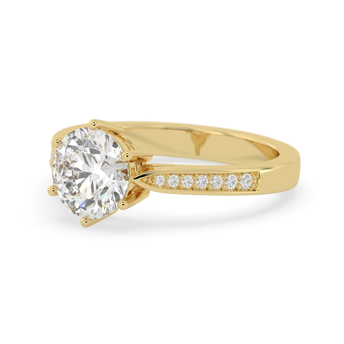 OctaPearl 2 ct Round Lab Grown Diamond Pave Engagement Ring