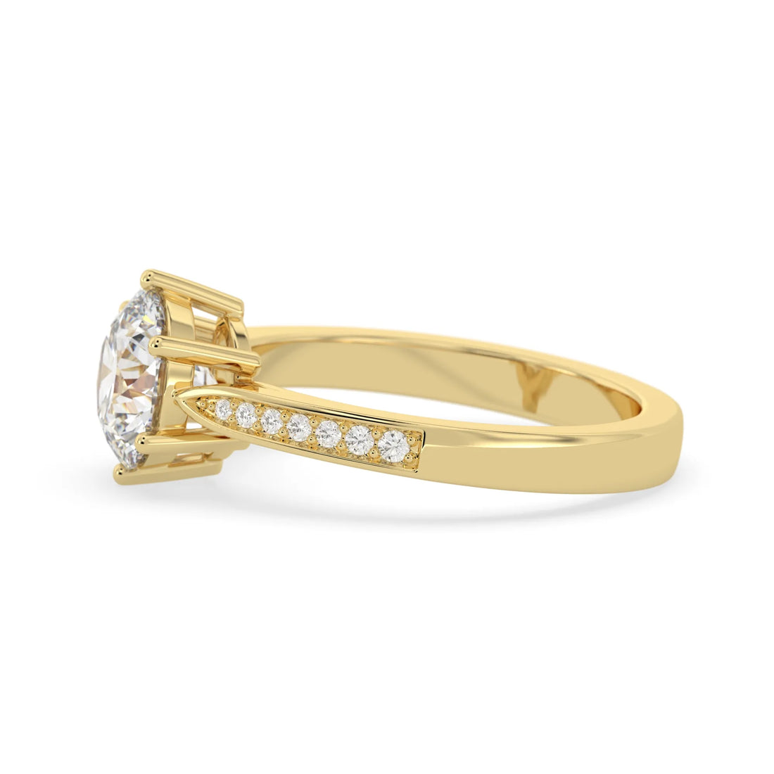 OctaPearl 2 ct Round Lab Grown Diamond Pave Engagement Ring