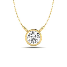 OctaPearl Round Bezel Set Lab Grown Diamond Solitaire Pendant Necklace