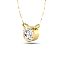 OctaPearl Round Bezel Set Lab Grown Diamond Solitaire Pendant Necklace - alternate view