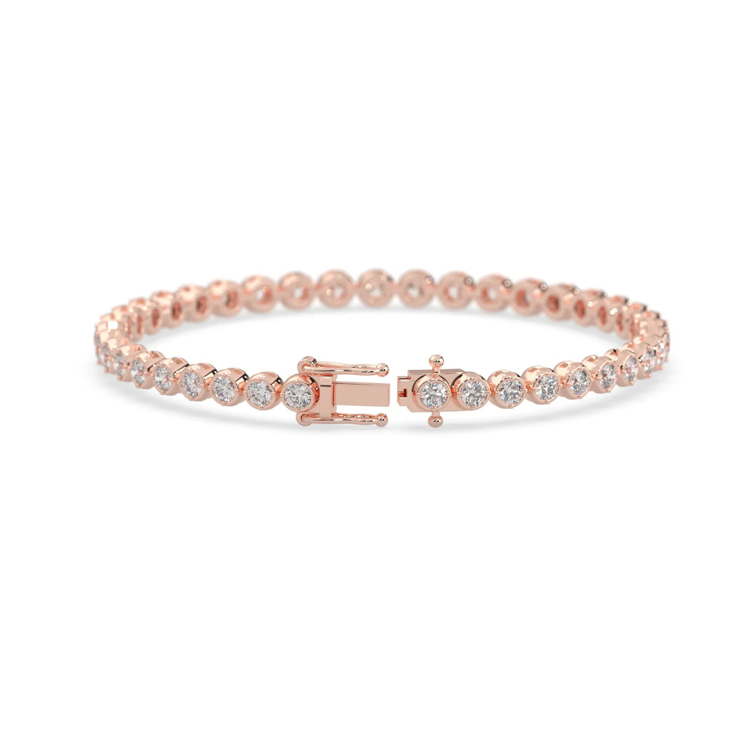 OctaPearl Round Bezel Set Lab Grown Diamond Tennis Bracelet