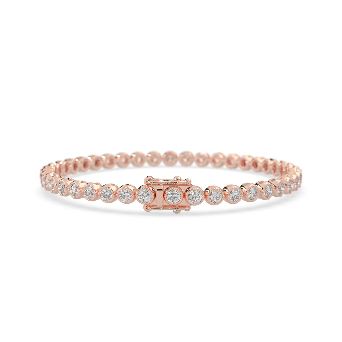 OctaPearl Round Bezel Set Lab Grown Diamond Tennis Bracelet