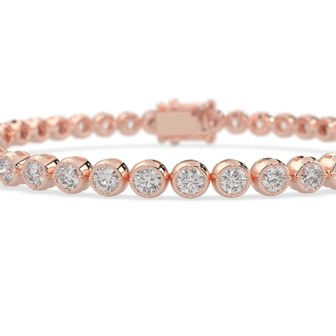 OctaPearl Round Bezel Set Lab Grown Diamond Tennis Bracelet