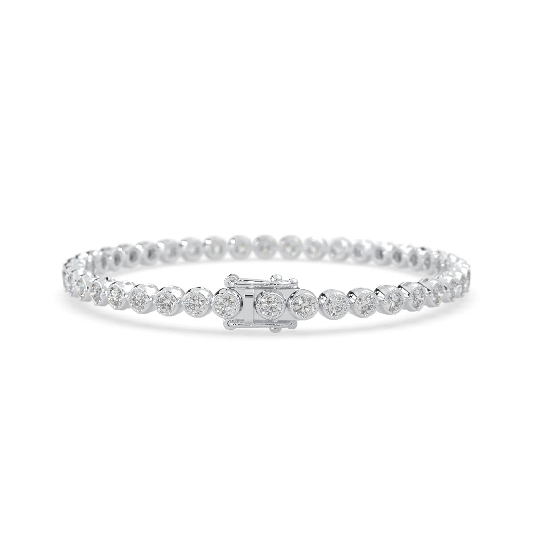 OctaPearl Round Bezel Set Lab Grown Diamond Tennis Bracelet
