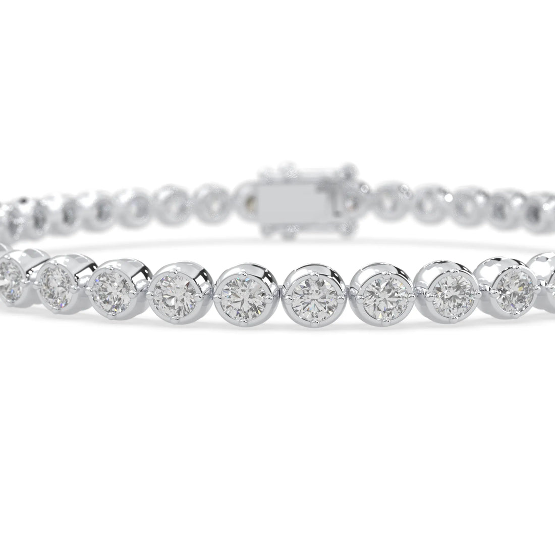 OctaPearl Round Bezel Set Lab Grown Diamond Tennis Bracelet