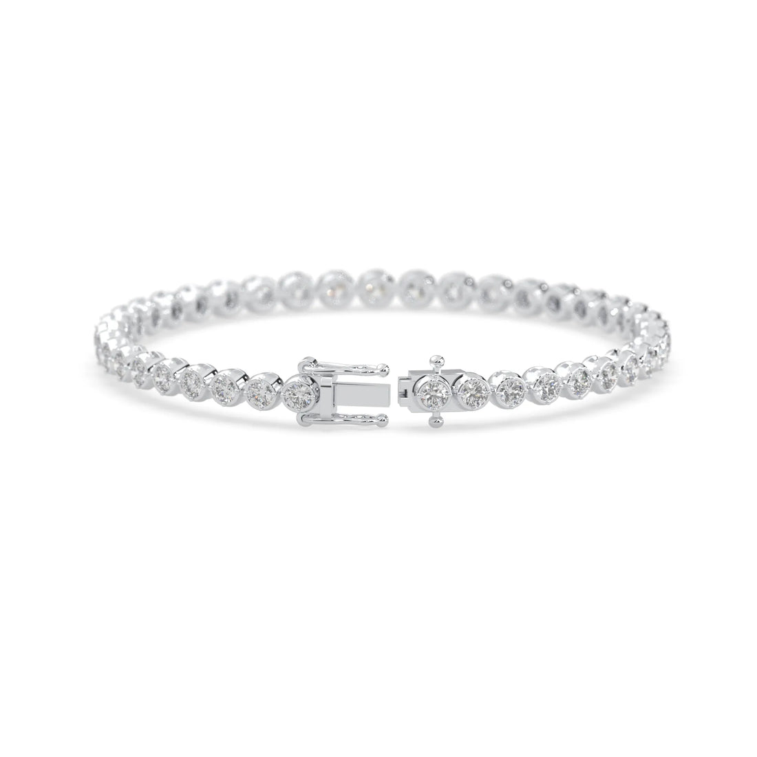 OctaPearl Round Bezel Set Lab Grown Diamond Tennis Bracelet