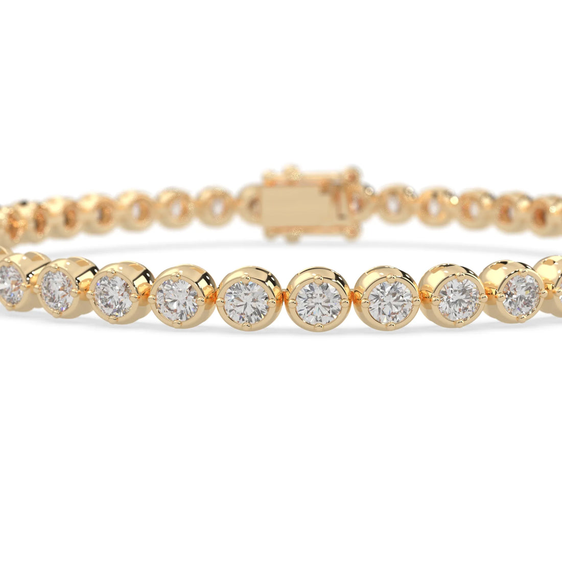 OctaPearl Round Bezel Set Lab Grown Diamond Tennis Bracelet