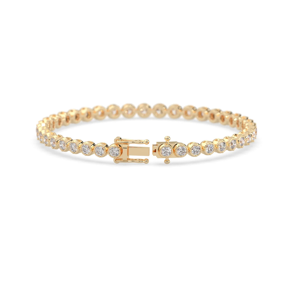 OctaPearl Round Bezel Set Lab Grown Diamond Tennis Bracelet