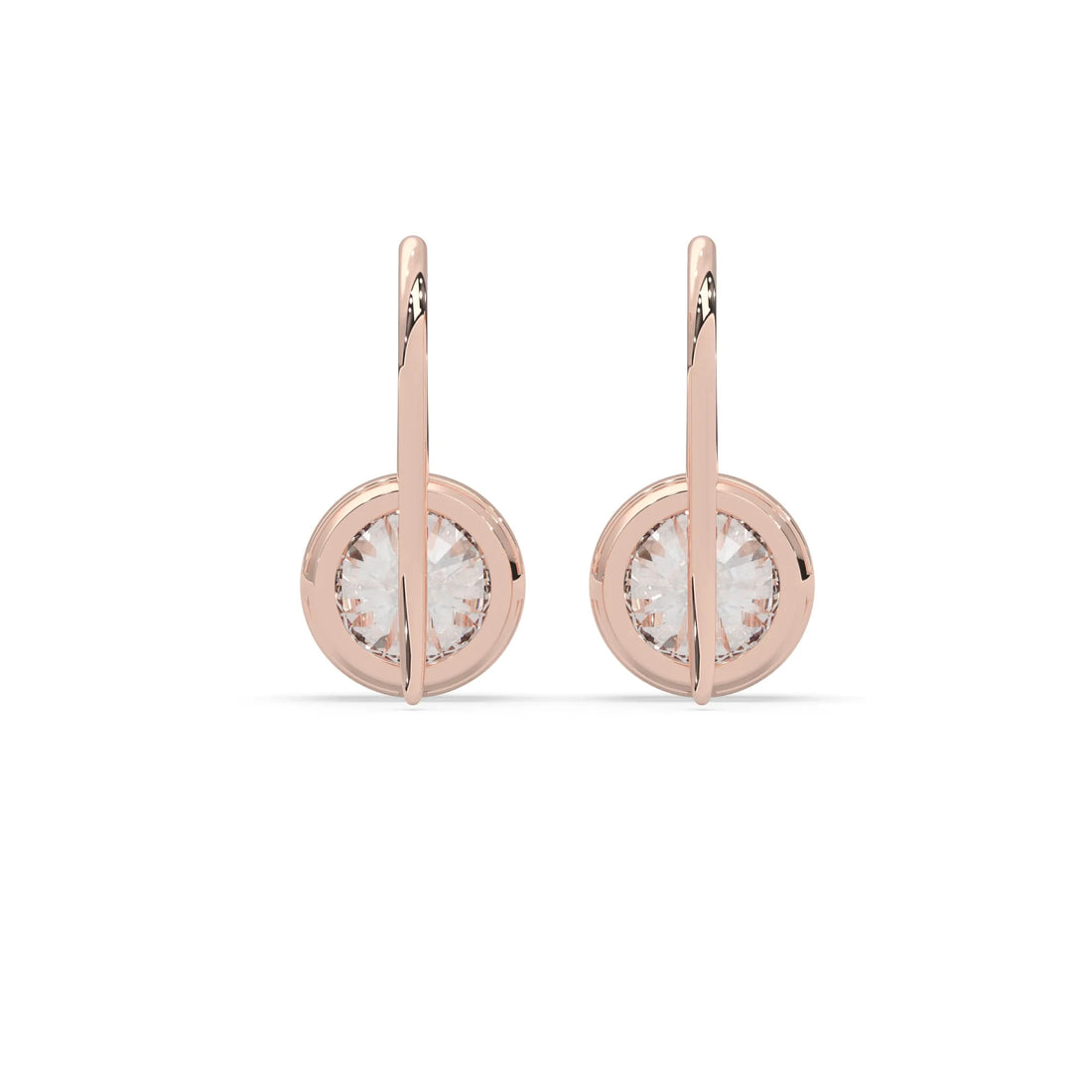 OctaPearl Round Bezel Set Lab Grown Diamond Drop Earrings