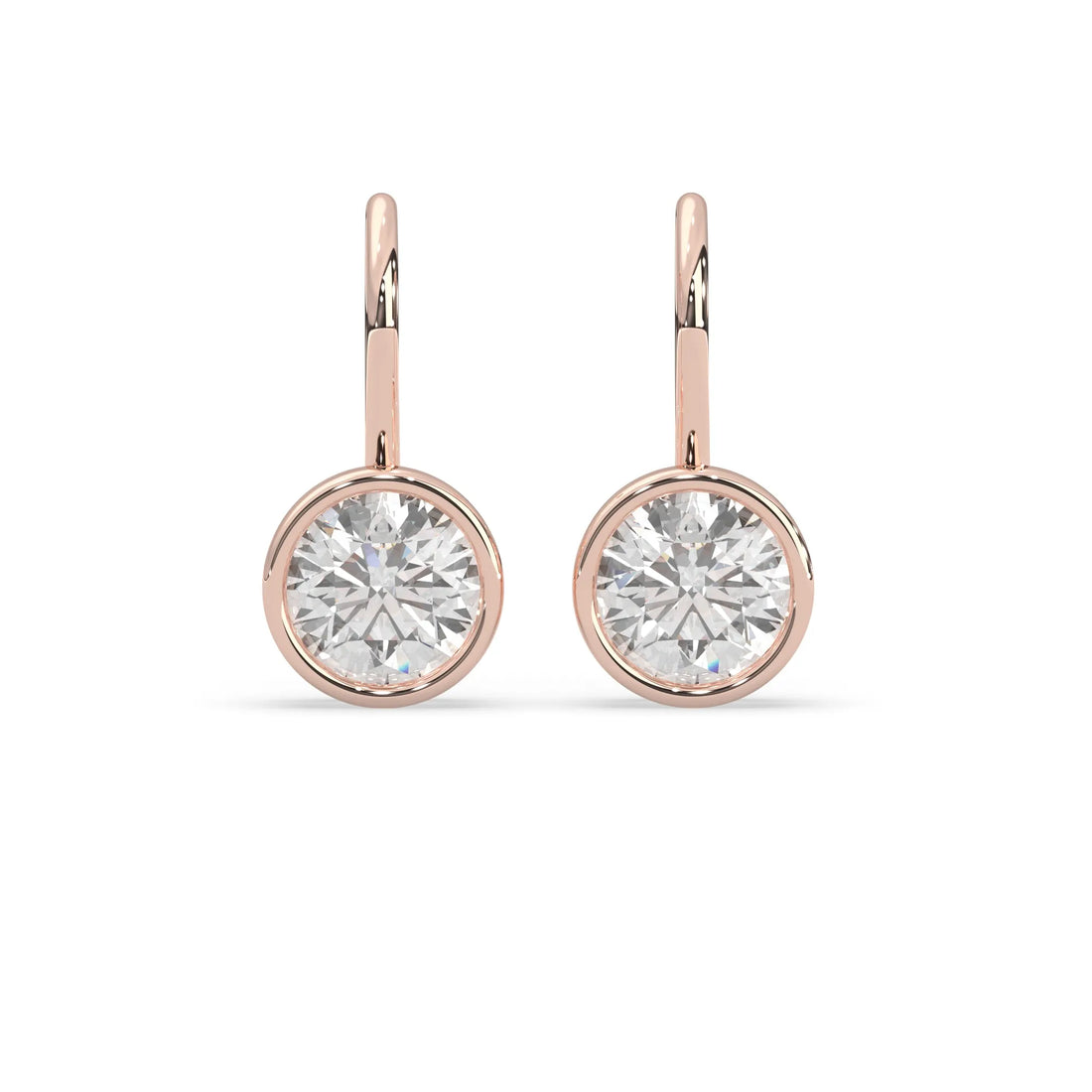 OctaPearl Round Bezel Set Lab Grown Diamond Drop Earrings