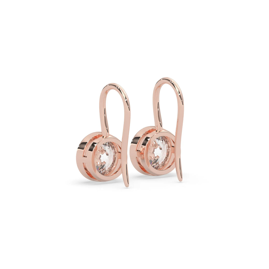OctaPearl Round Bezel Set Lab Grown Diamond Drop Earrings