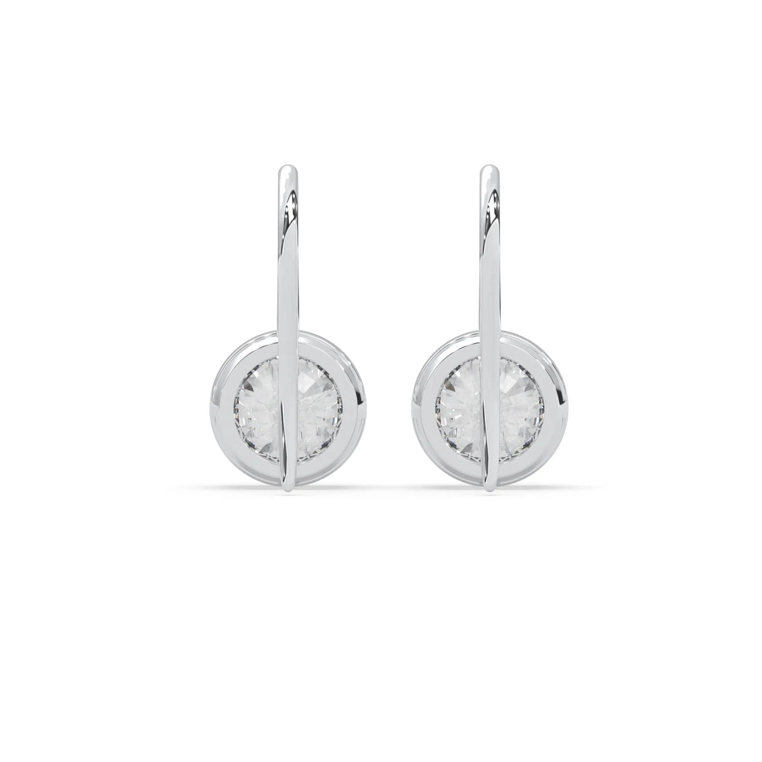 OctaPearl Round Bezel Set Lab Grown Diamond Drop Earrings