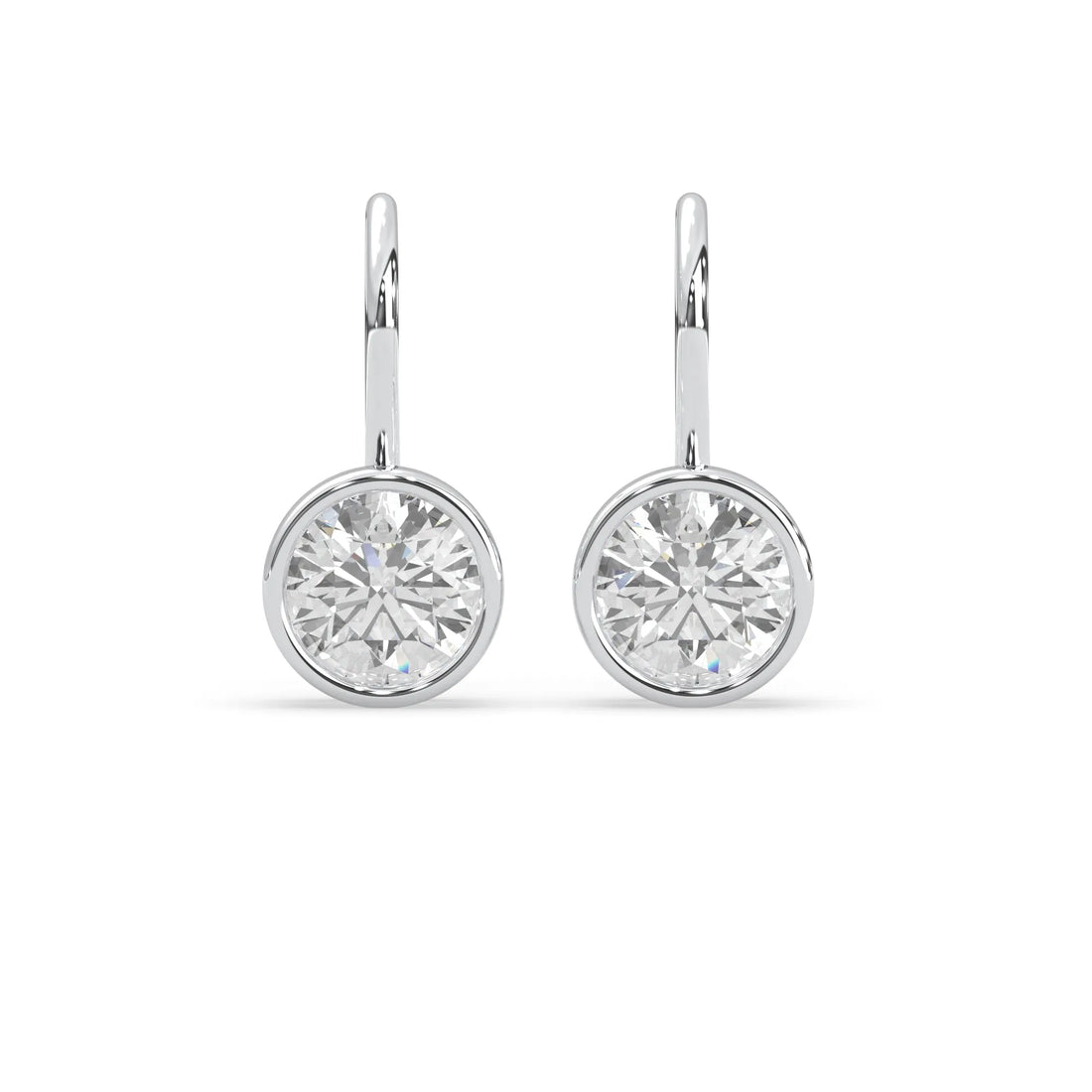 OctaPearl Round Bezel Set Lab Grown Diamond Drop Earrings