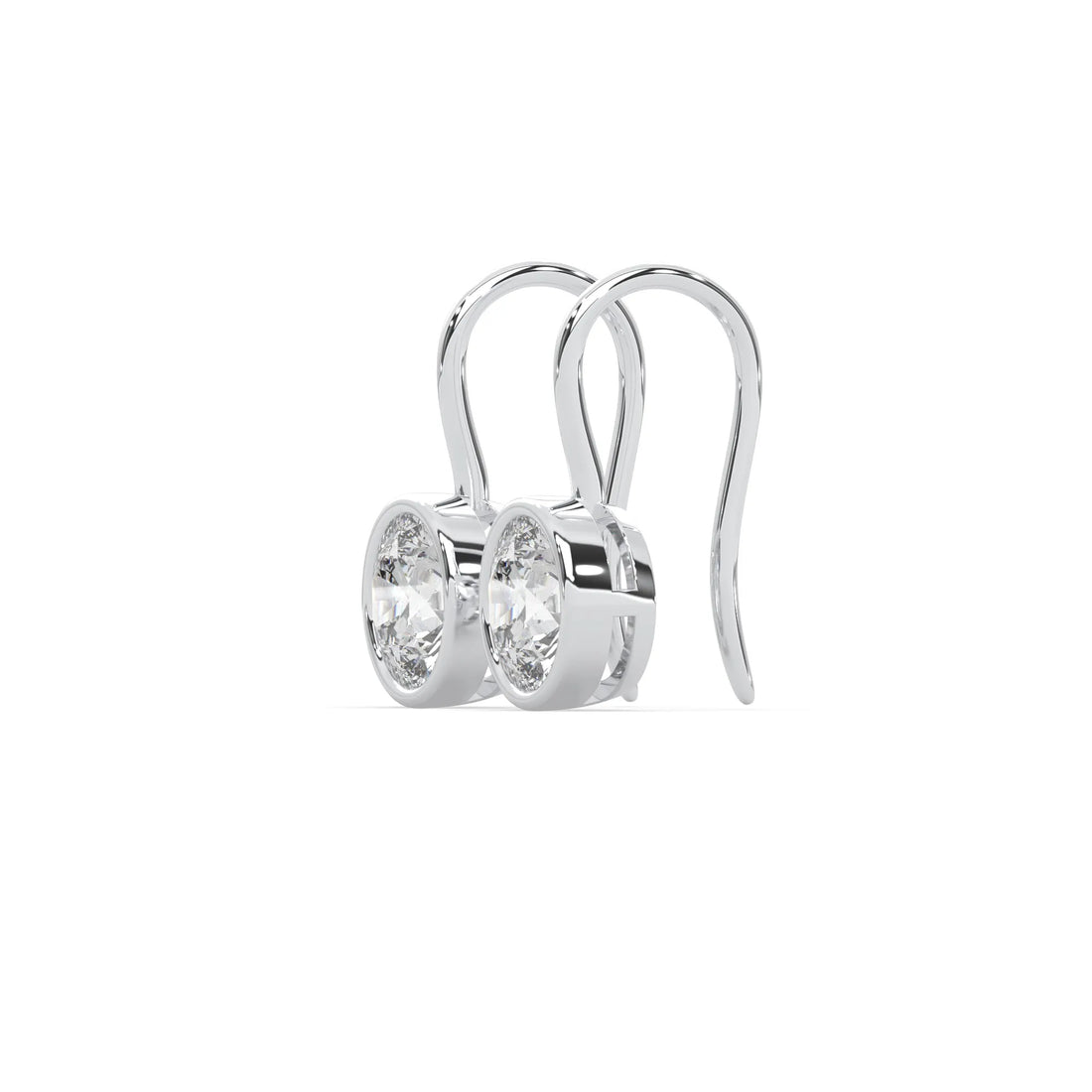 OctaPearl Round Bezel Set Lab Grown Diamond Drop Earrings