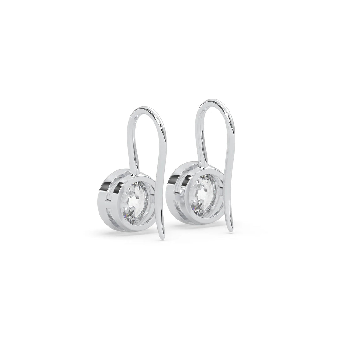 OctaPearl Round Bezel Set Lab Grown Diamond Drop Earrings