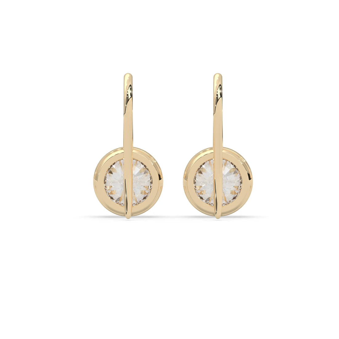 OctaPearl Round Bezel Set Lab Grown Diamond Drop Earrings