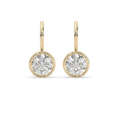 OctaPearl Round Bezel Set Lab Grown Diamond Drop Earrings