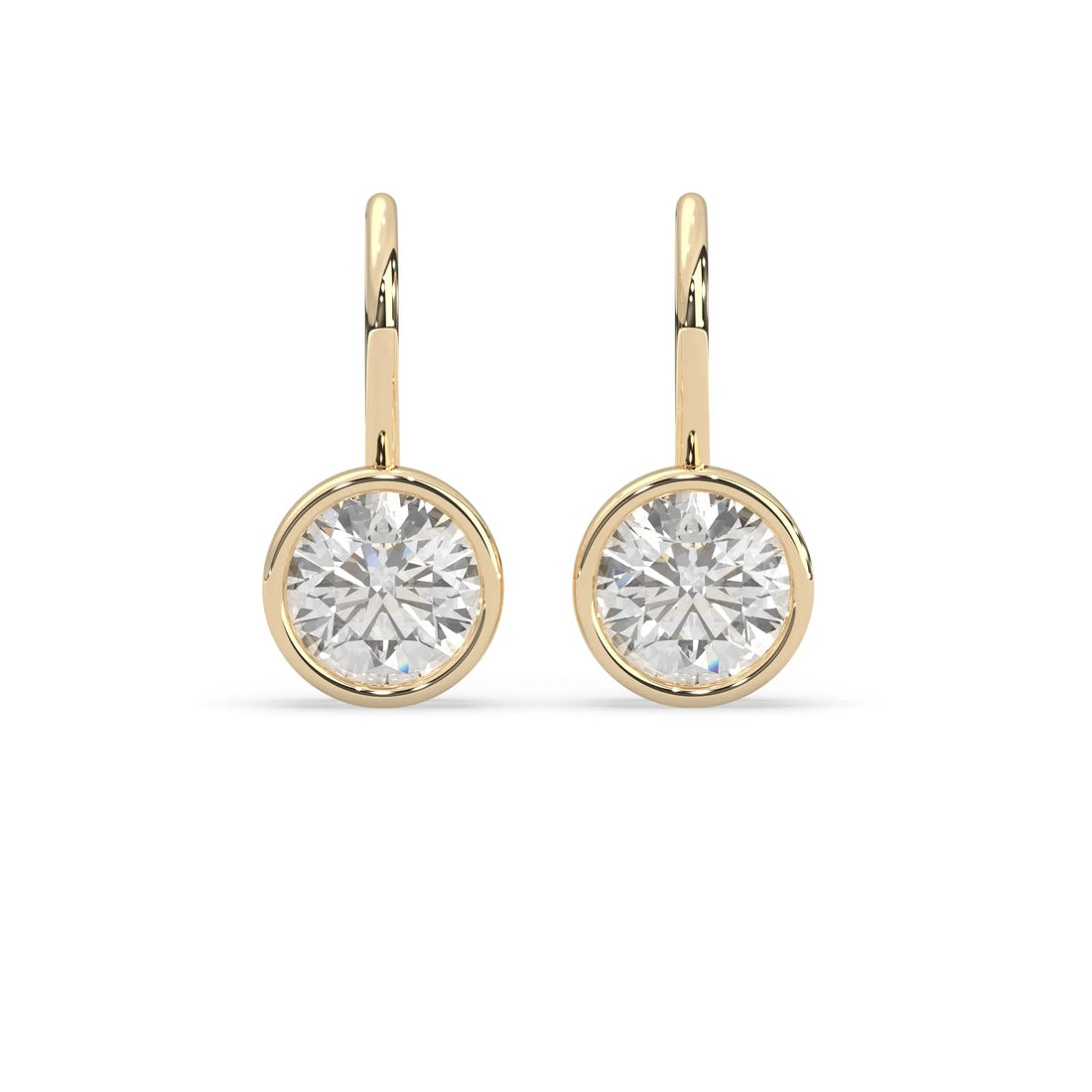 OctaPearl Round Bezel Set Lab Grown Diamond Drop Earrings