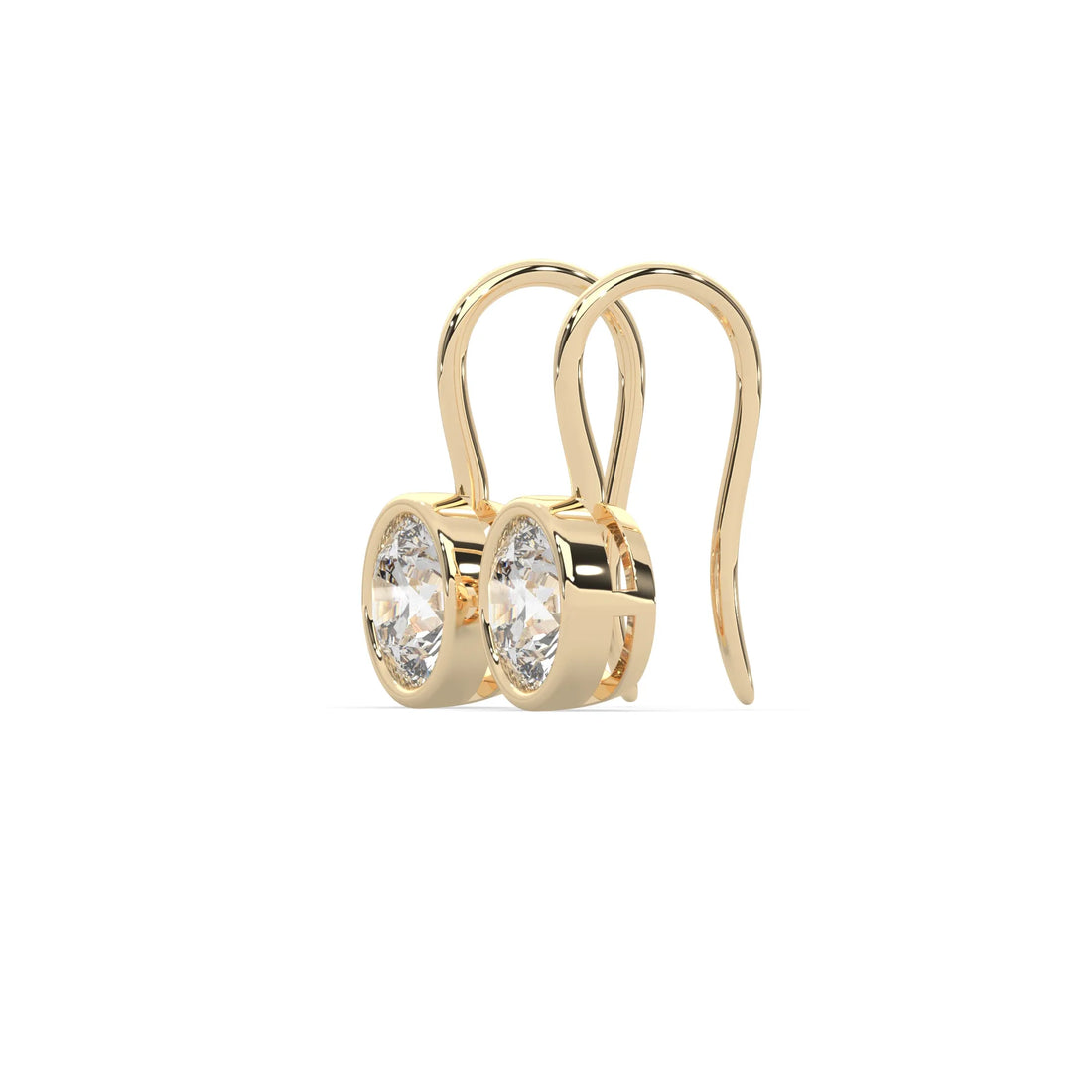 OctaPearl Round Bezel Set Lab Grown Diamond Drop Earrings
