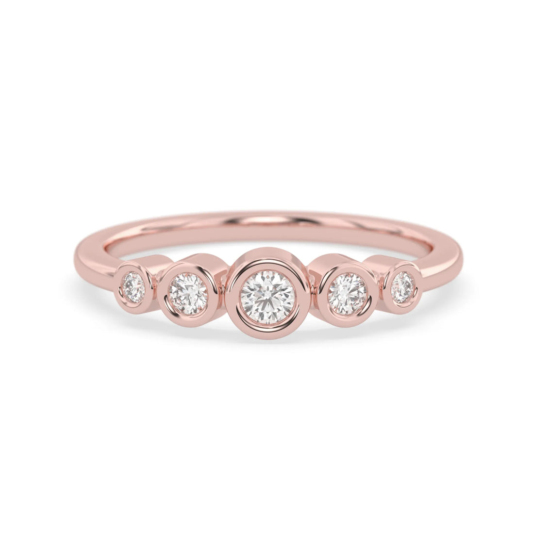 OctaPearl Bezel Set Minimalist Lab Grown Diamond Five Stone Engagement Ring