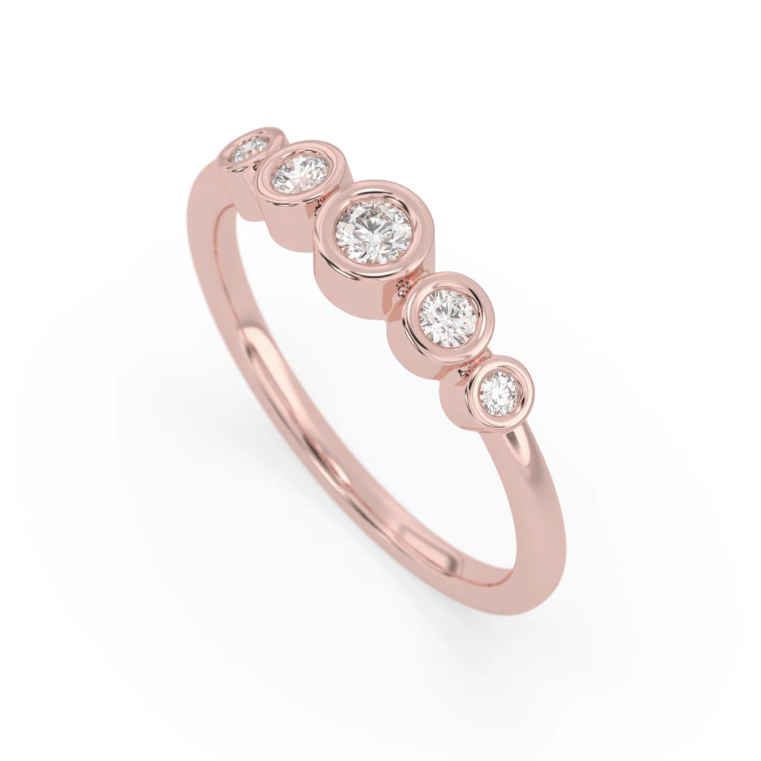OctaPearl Bezel Set Minimalist Lab Grown Diamond Five Stone Engagement Ring