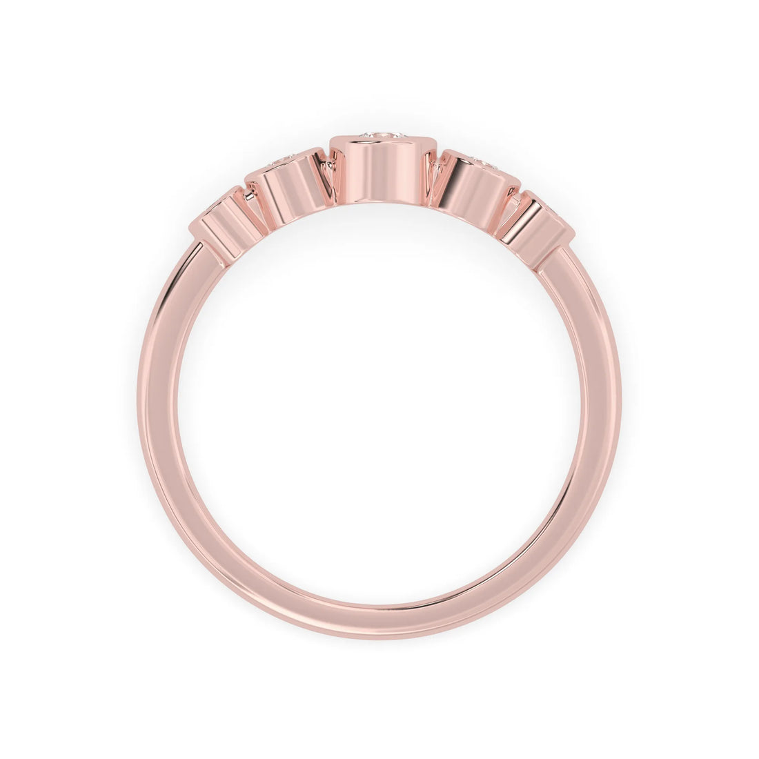 OctaPearl Bezel Set Minimalist Lab Grown Diamond Five Stone Engagement Ring