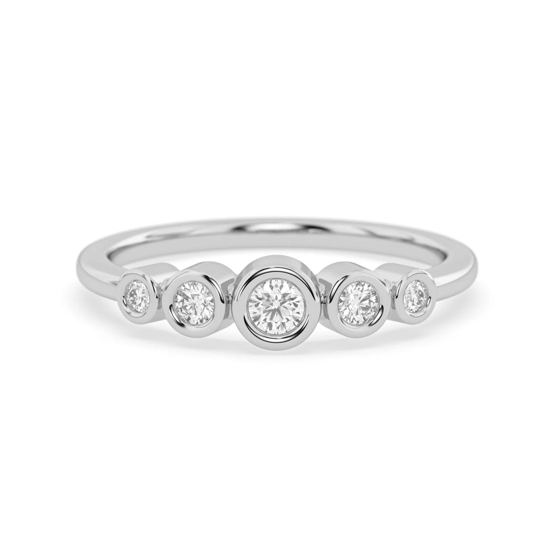 OctaPearl Bezel Set Minimalist Lab Grown Diamond Five Stone Engagement Ring