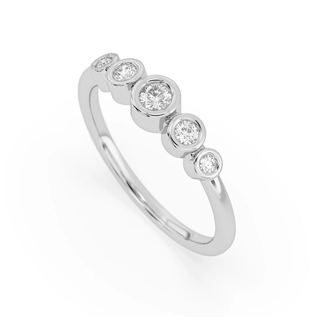 OctaPearl Bezel Set Minimalist Lab Grown Diamond Five Stone Engagement Ring