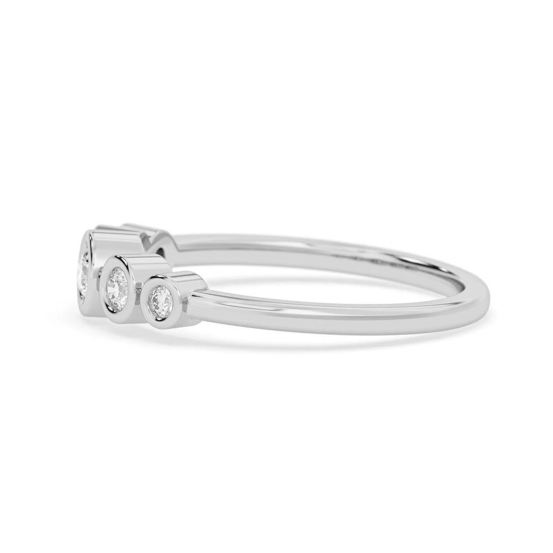 OctaPearl Bezel Set Minimalist Lab Grown Diamond Five Stone Engagement Ring