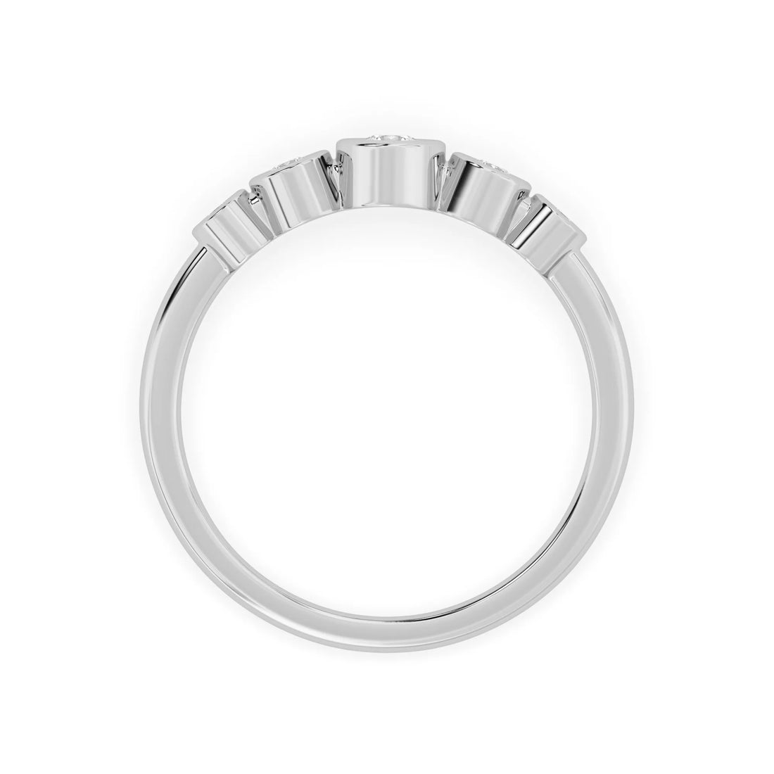 OctaPearl Bezel Set Minimalist Lab Grown Diamond Five Stone Engagement Ring
