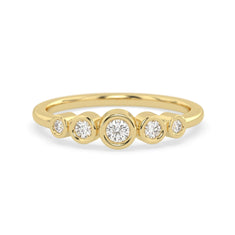 OctaPearl Bezel Set Minimalist Lab Grown Diamond Five Stone Engagement Ring