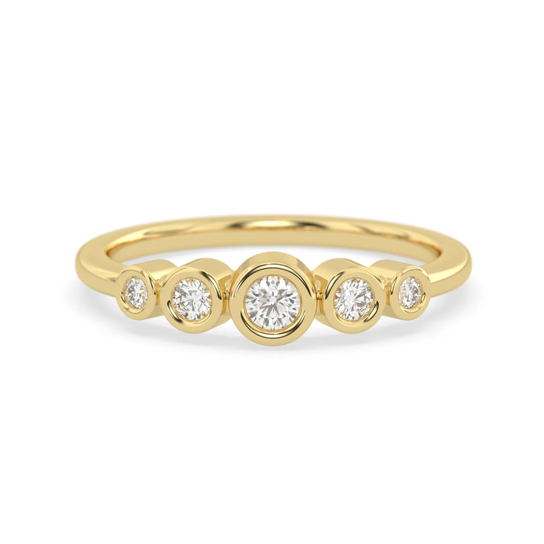 OctaPearl Bezel Set Minimalist Lab Grown Diamond Five Stone Engagement Ring
