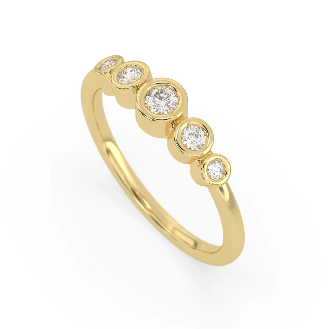 OctaPearl Bezel Set Minimalist Lab Grown Diamond Five Stone Engagement Ring