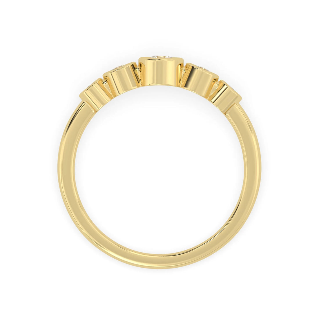 OctaPearl Bezel Set Minimalist Lab Grown Diamond Five Stone Engagement Ring