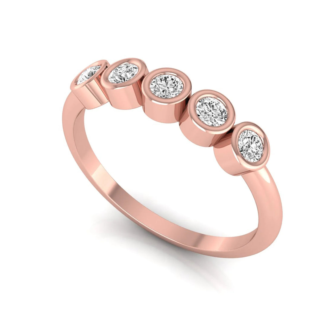 OctaPearl Classic Bezel Set lab Grown Diamond Five Stone Engagement Ring